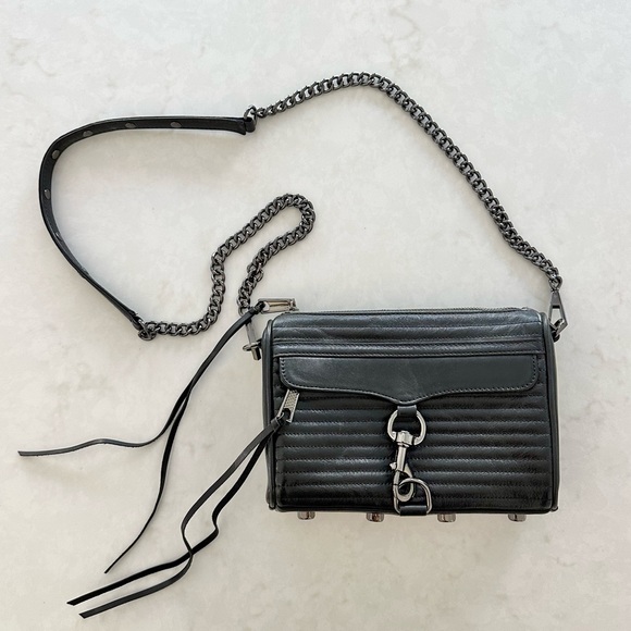 Rebecca Minkoff Quilted Mini MAC Crossbody Bag Black - Picture 1 of 13
